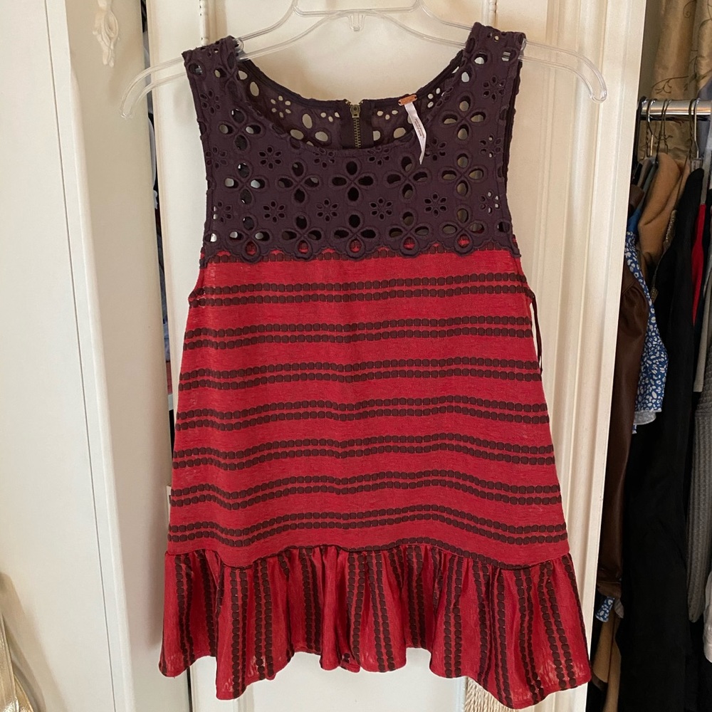 Free People Pink Tank w/ Crochet Detailing XS